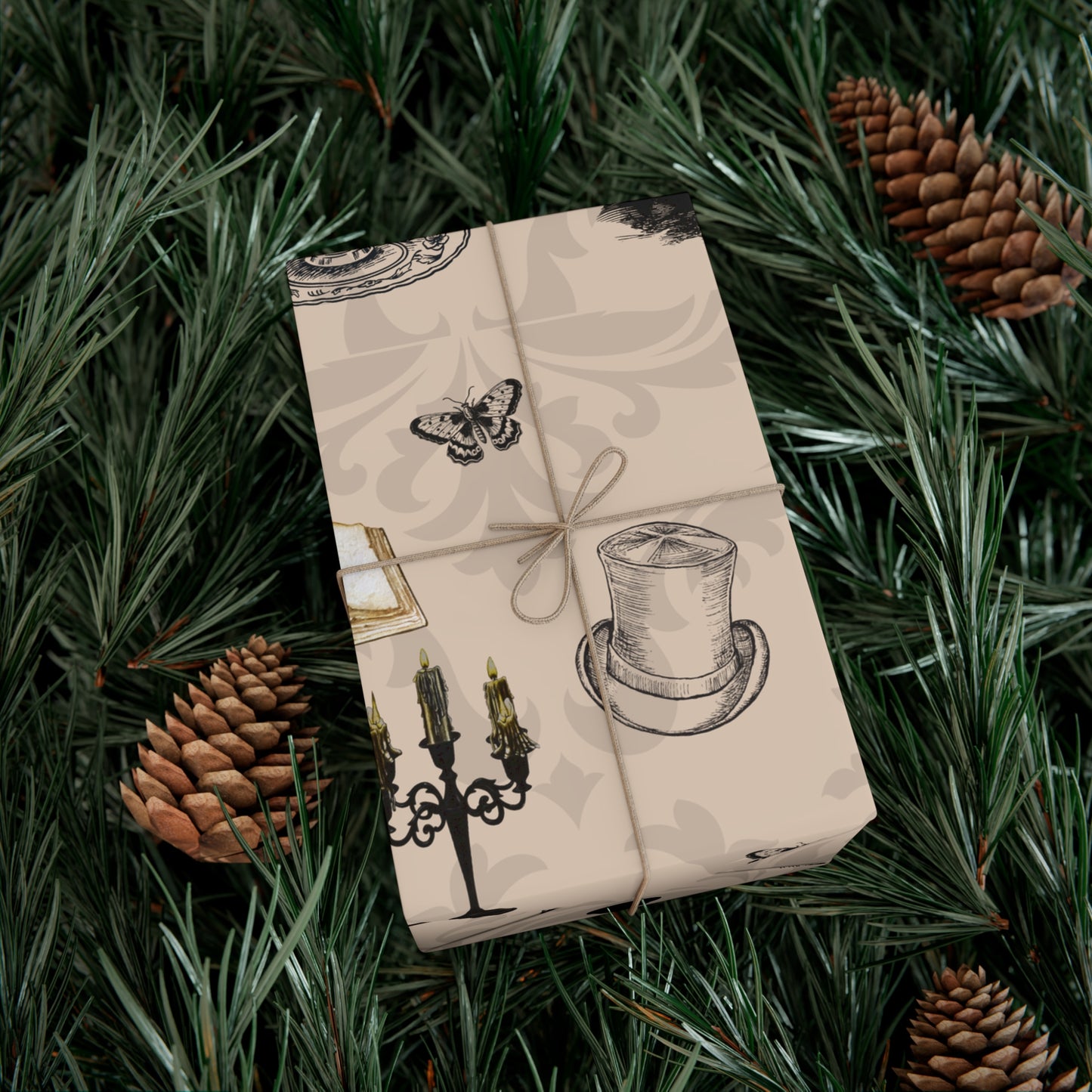 Gothic Dark Academia Victorian Wrapping Paper Yule Christmas Gothic Gift