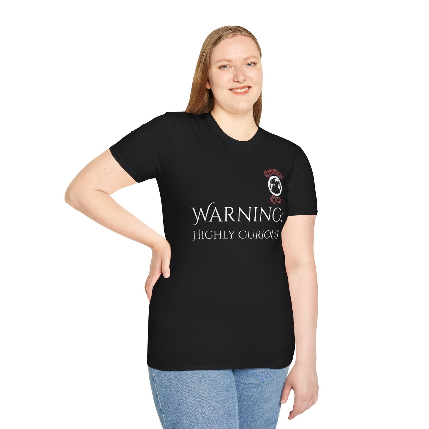 Warning: Highly Curious Unisex T-Shirt | Perfect Gift for Animal Lovers, Halloween, Casual Wear, Everyday Comfort, Funny Tee