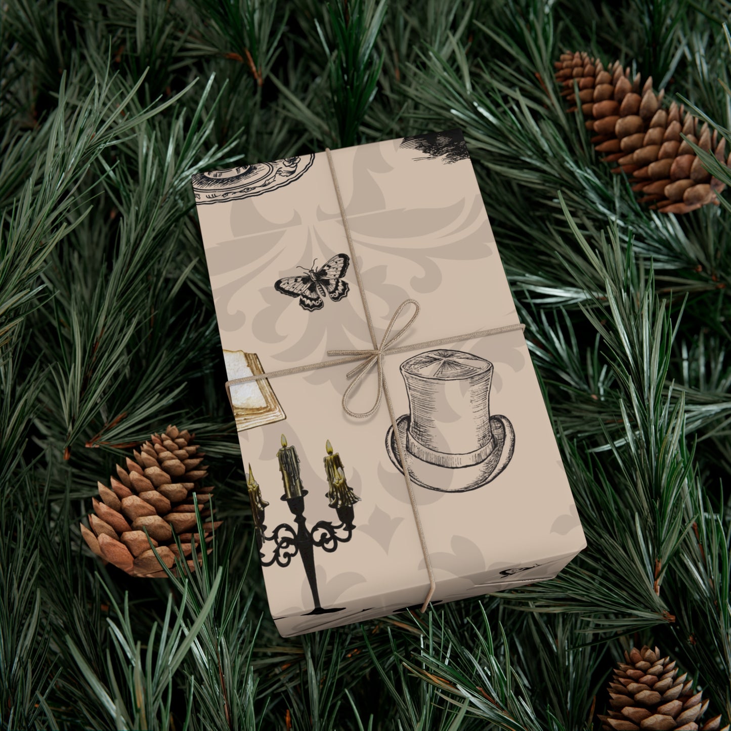 Gothic Dark Academia Victorian Wrapping Paper Yule Christmas Gothic Gift