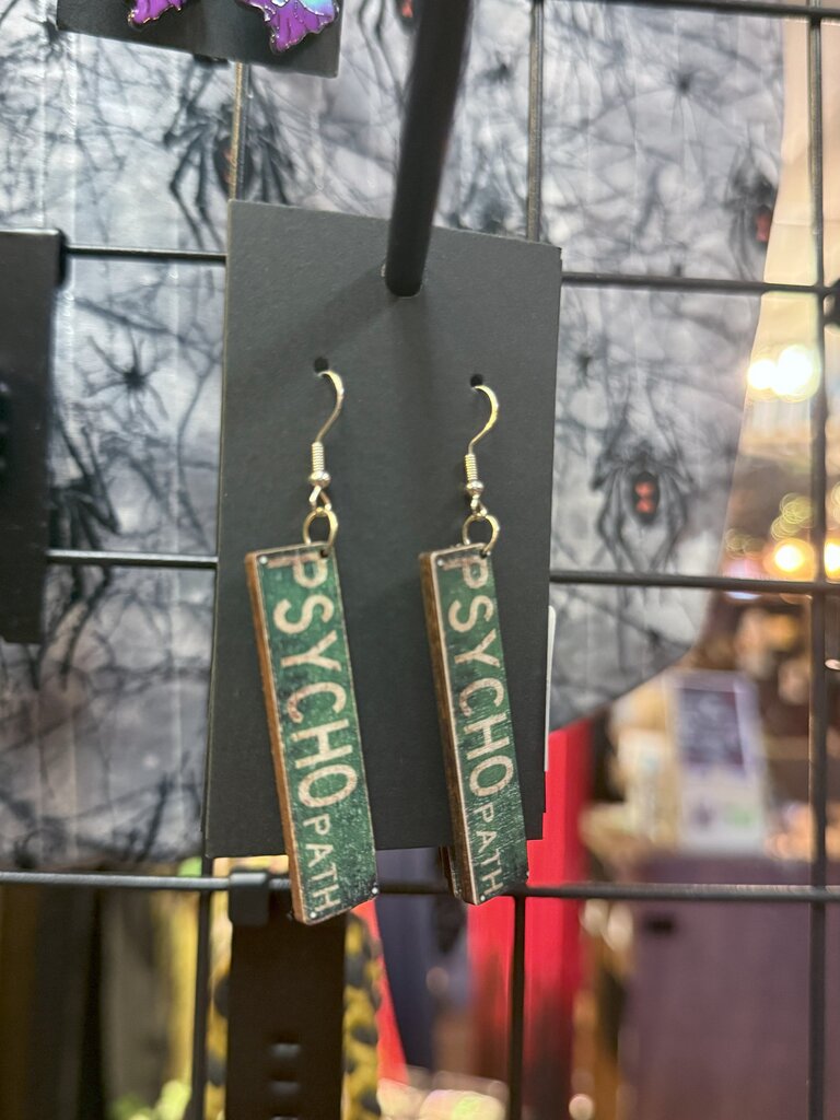Psycho Path Wooden Earrings