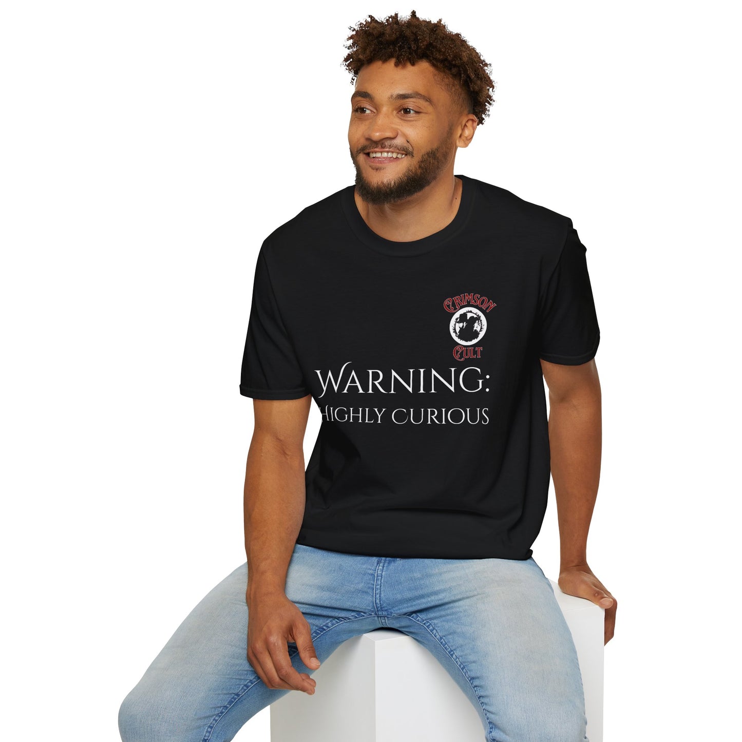 Warning: Highly Curious Unisex T-Shirt | Perfect Gift for Animal Lovers, Halloween, Casual Wear, Everyday Comfort, Funny Tee