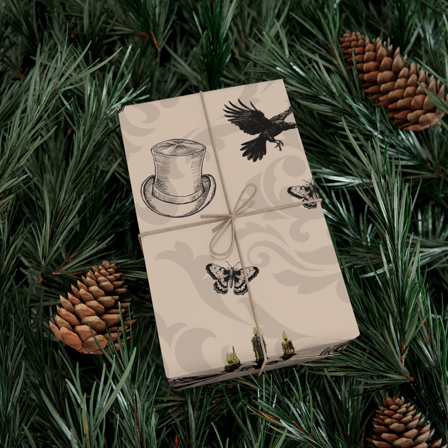 Gothic Dark Academia Victorian Wrapping Paper Yule Christmas Gothic Gift
