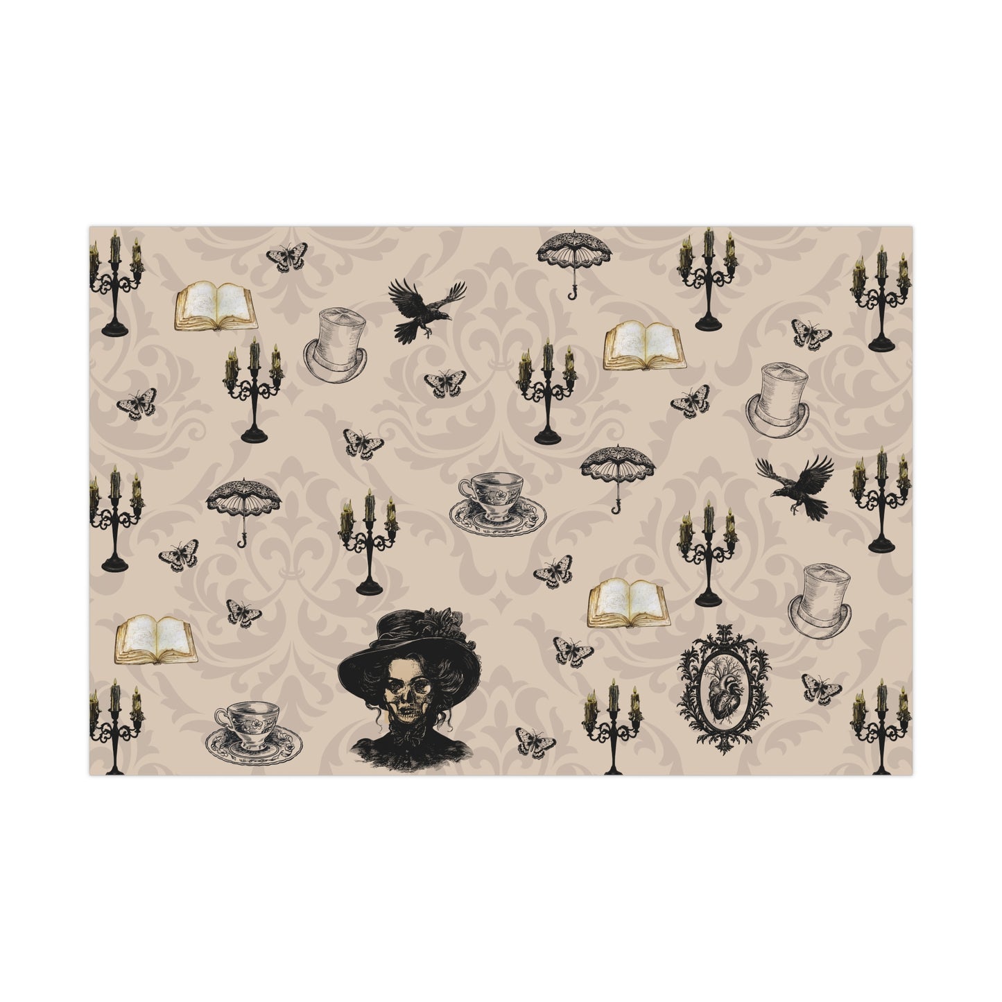 Gothic Dark Academia Victorian Wrapping Paper Yule Christmas Gothic Gift