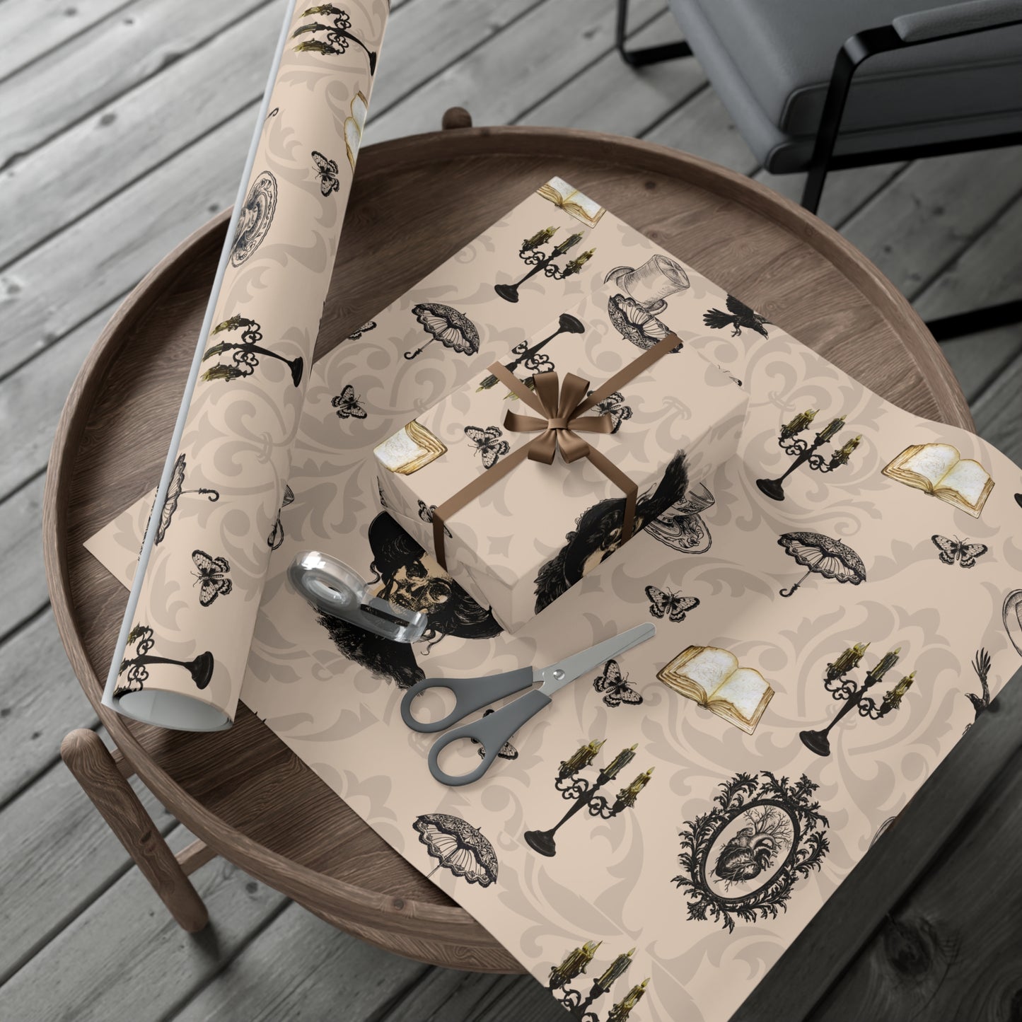 Gothic Dark Academia Victorian Wrapping Paper Yule Christmas Gothic Gift
