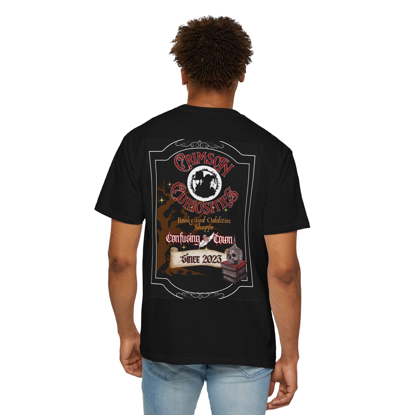 Crimson Curiosities Vintage T-Shirt, Unisex Graphic Tee, Halloween Apparel, Gift for Spooky Lovers, Retro Style Shirt, Fun Party Wear