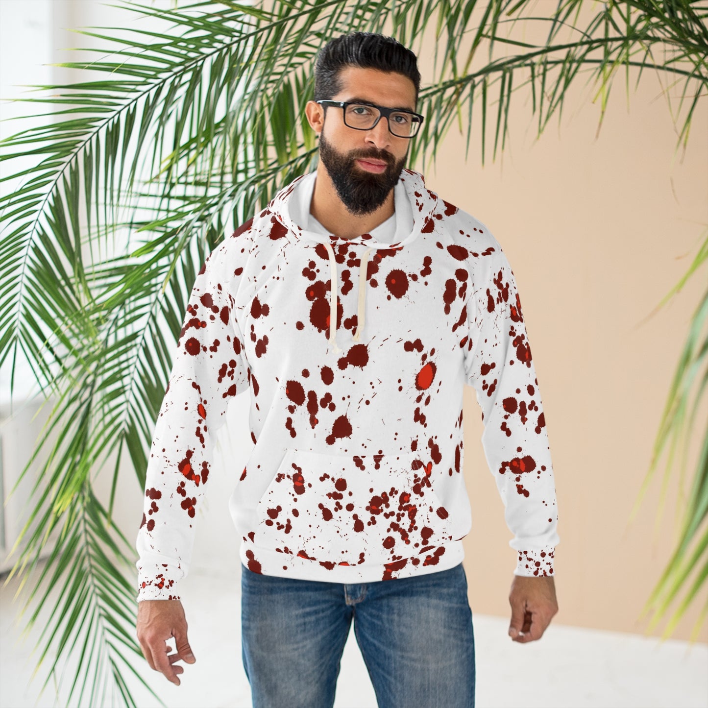 Blood Splatter Unisex Pullover Hoodie (AOP)