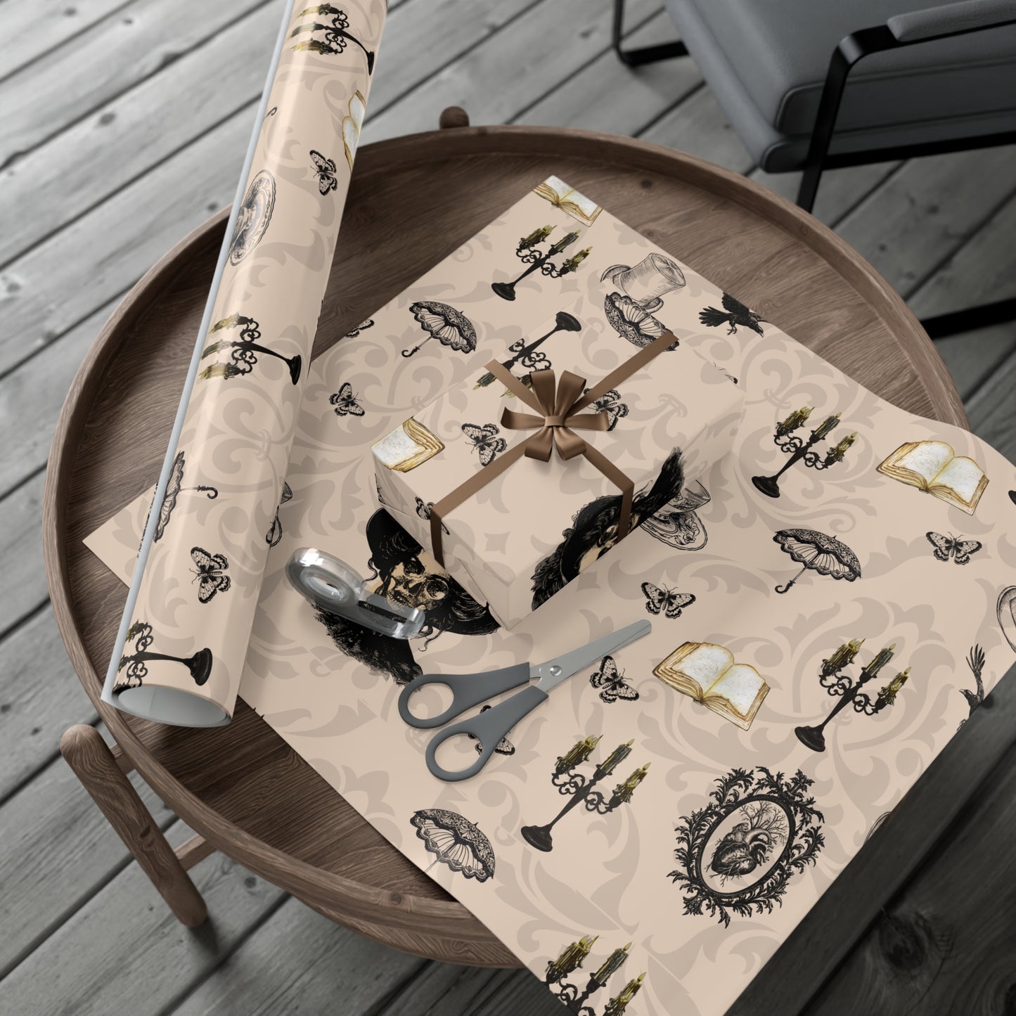 Gothic Dark Academia Victorian Wrapping Paper Yule Christmas Gothic Gift