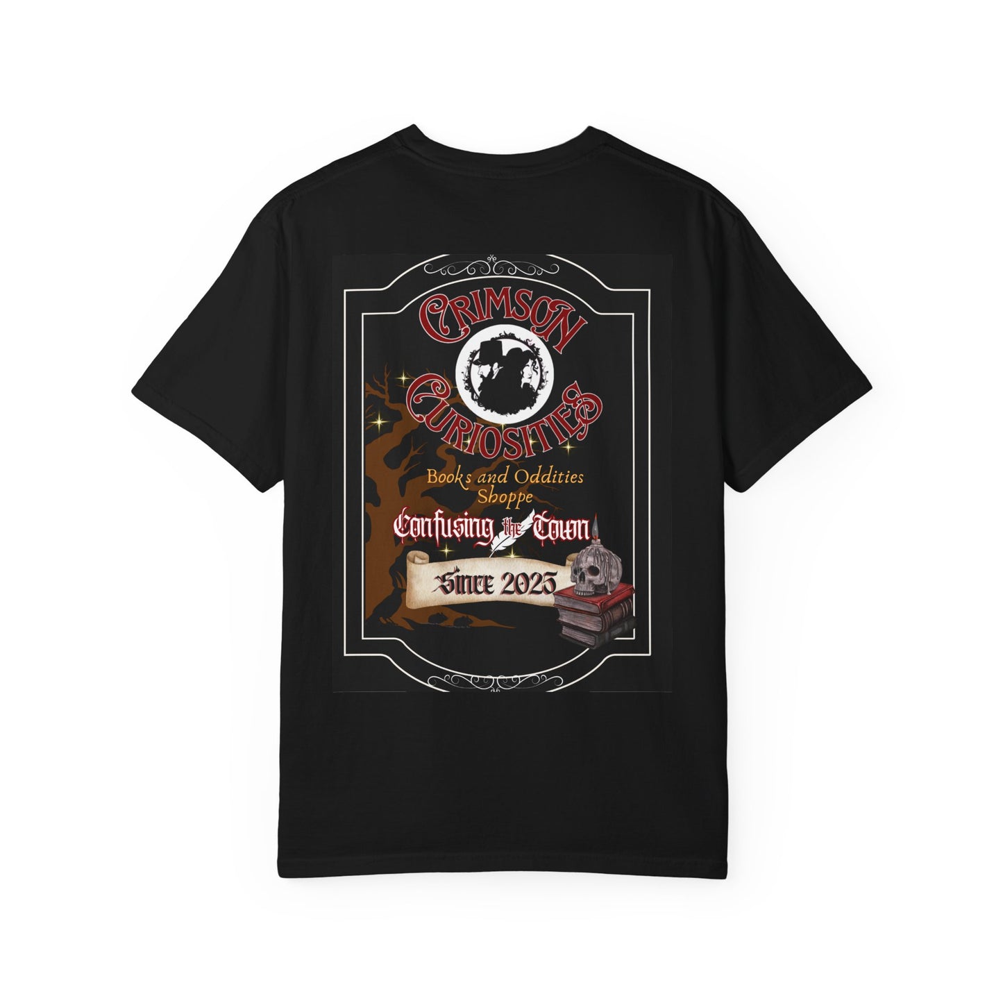 Crimson Curiosities Vintage T-Shirt, Unisex Graphic Tee, Halloween Apparel, Gift for Spooky Lovers, Retro Style Shirt, Fun Party Wear