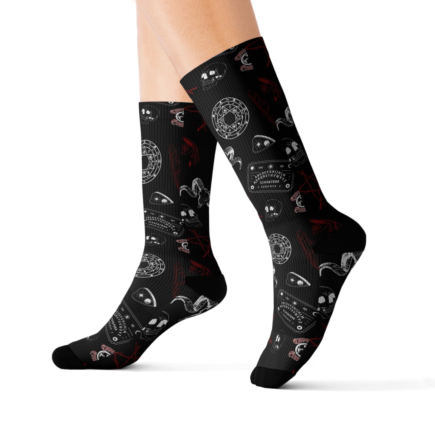 Crimson Occult Socks, Dark Arts Cozy Socks, Unique Gift for Halloween, Witchy Accessories, Unisex Fashionable Socks
