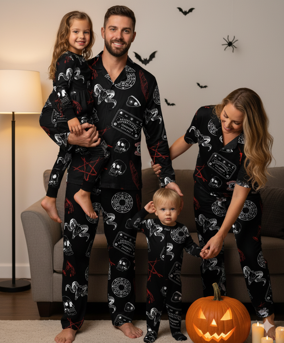 Women's Halloween Pajamas Spooky Occult Crimson Curiosities