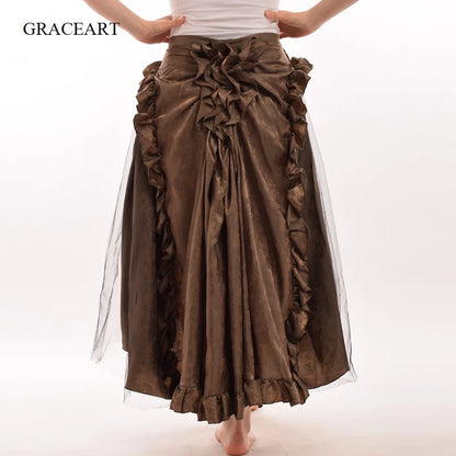 Steampunk Skirt Victorian Women Ruffle Bustle