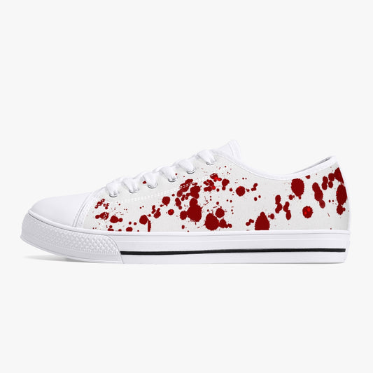 Splatter  Halloween/Horror Low-Top Canvas Shoes - White