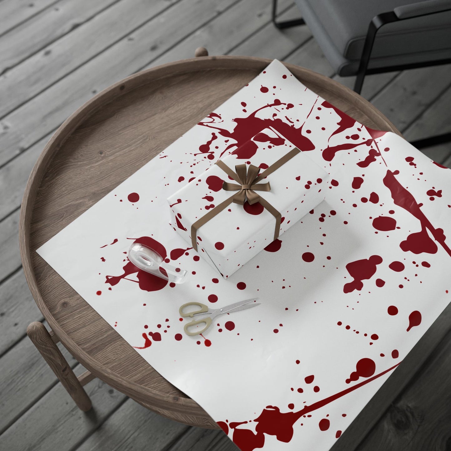 Artistic Blood Splatter Wrapping Paper | Unique Gift Wrap for Halloween, Parties, Cosplay, and Special Occasions