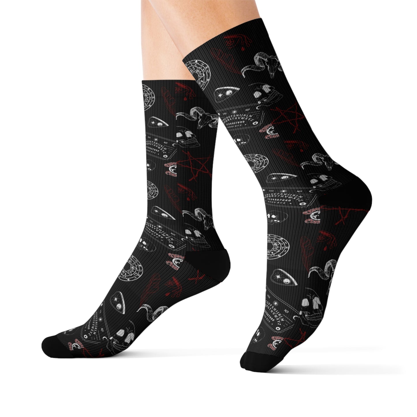Crimson Occult Socks, Dark Arts Cozy Socks, Unique Gift for Halloween, Witchy Accessories, Unisex Fashionable Socks